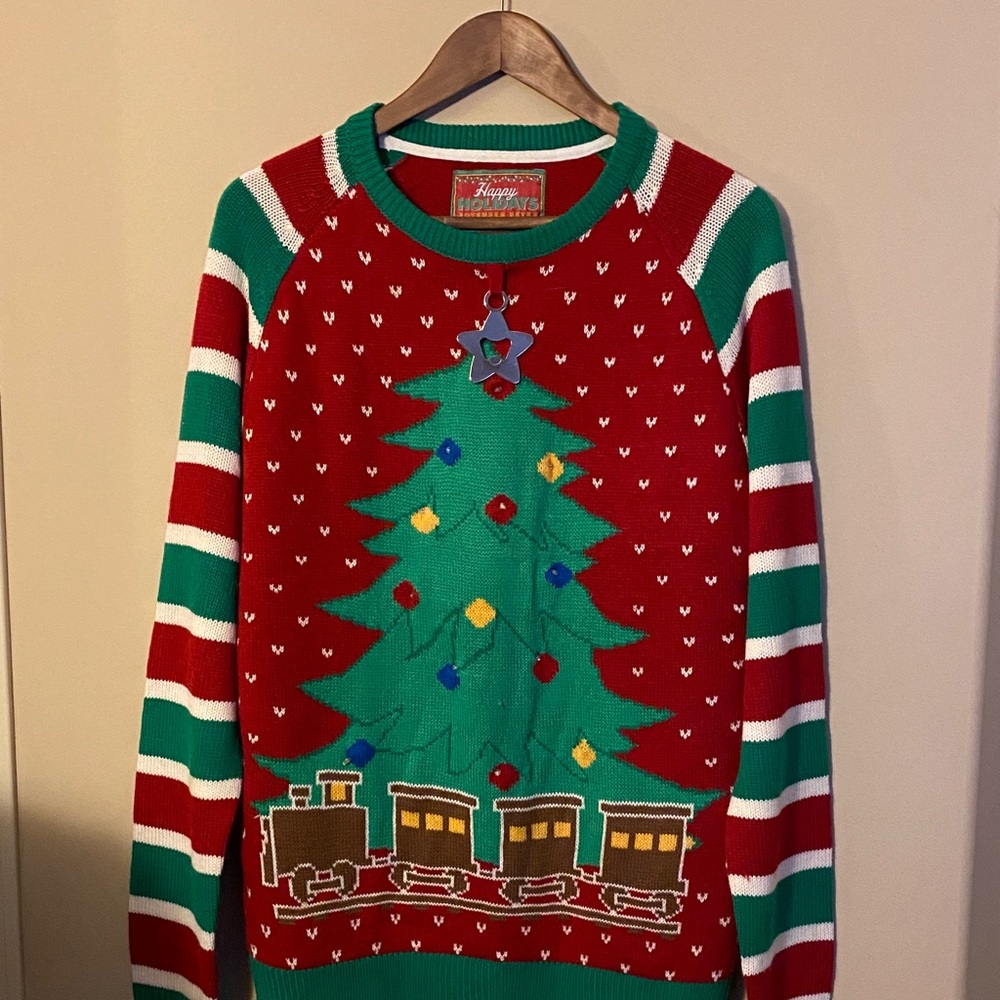 M. Festive Christmas Tree Sweater - Red and Green